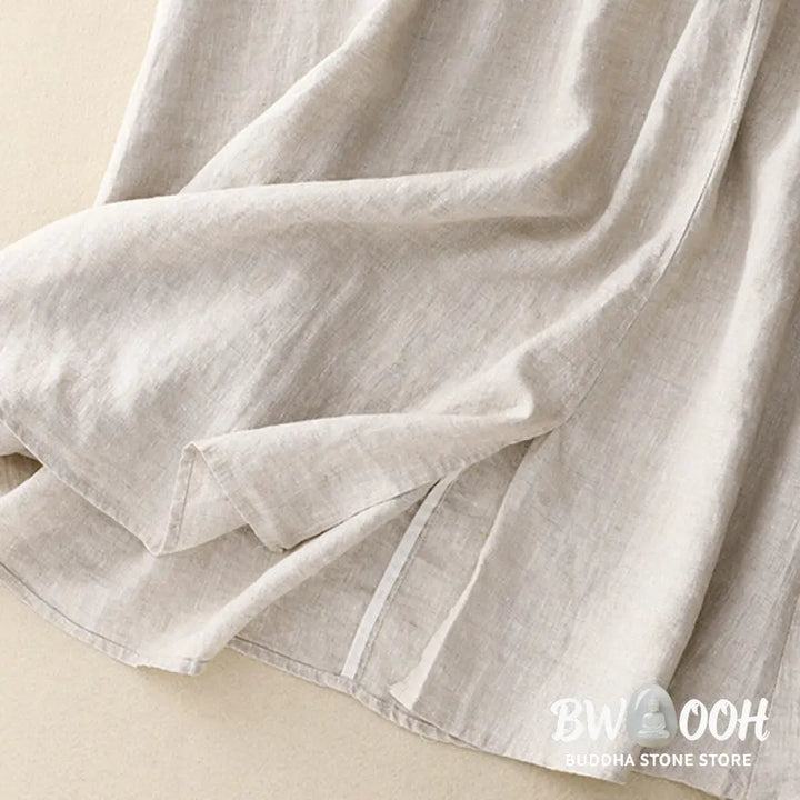 Buddha Stones Vintage Solid Embroidery Drawstring Women’s Skirt With Pockets - Skirt