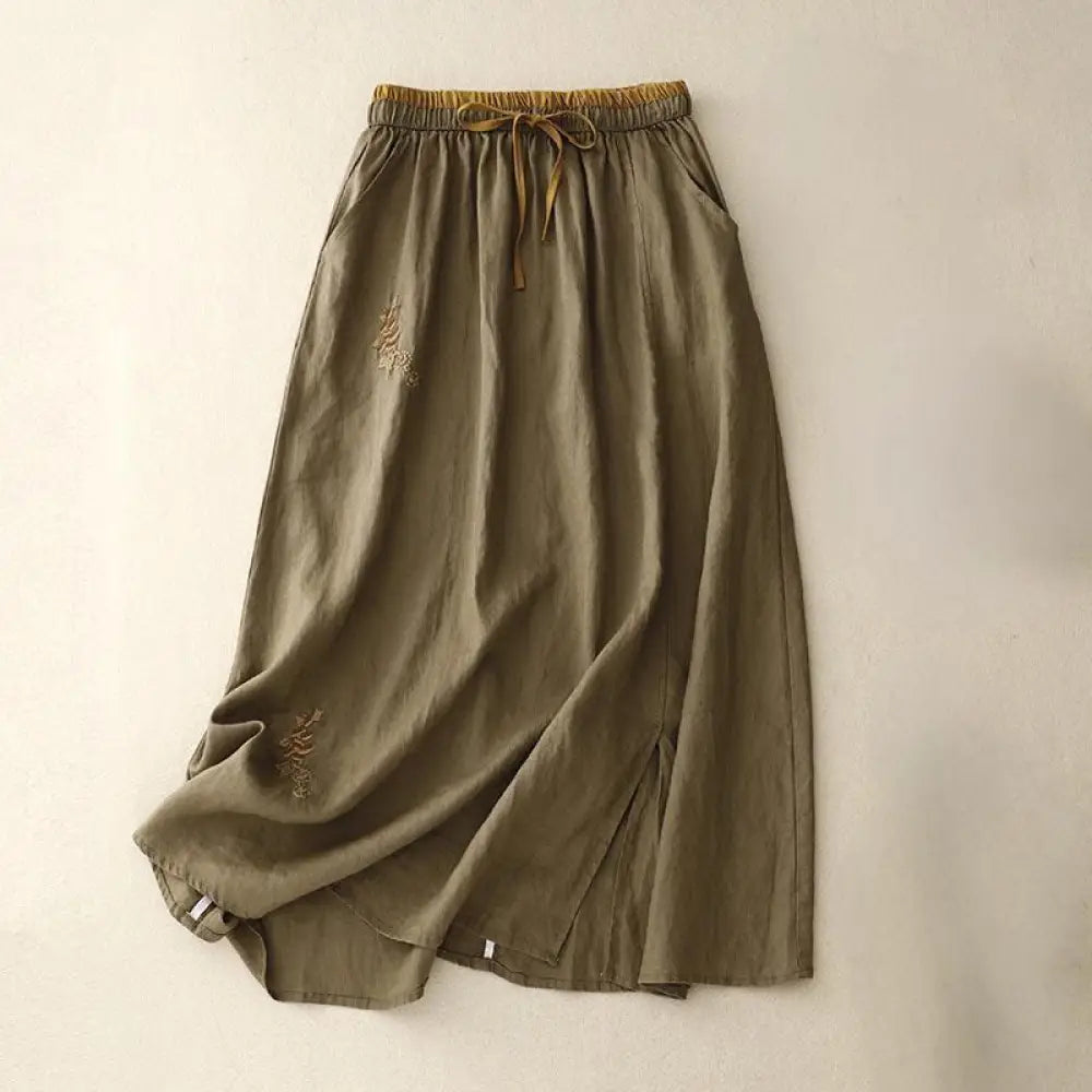 BWOOOH Vintage Solid Embroidery Drawstring Women&