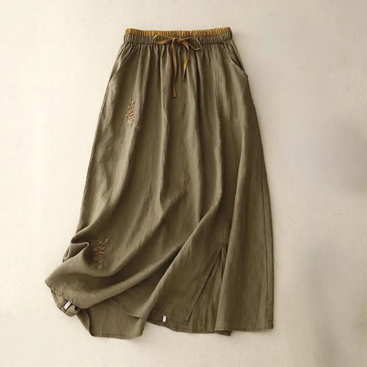 BWOOOH Vintage Solid Embroidery Drawstring Women&