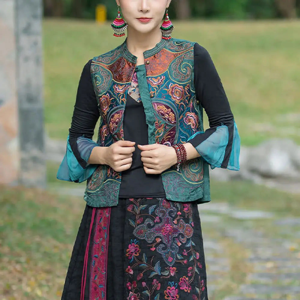 BWOOOH Vintage Style Embroidery Flower Tang Suit Design S