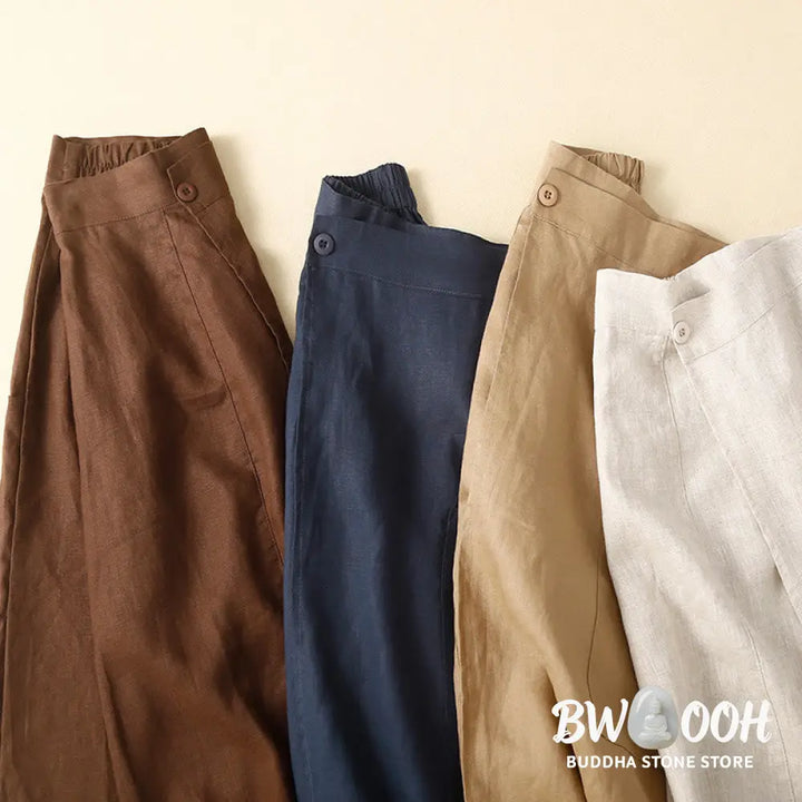 Buddha Stones Vintage Summer Asymmetrical High Waist Women’s Cotton Linen Skirt With Pockets - Skirt