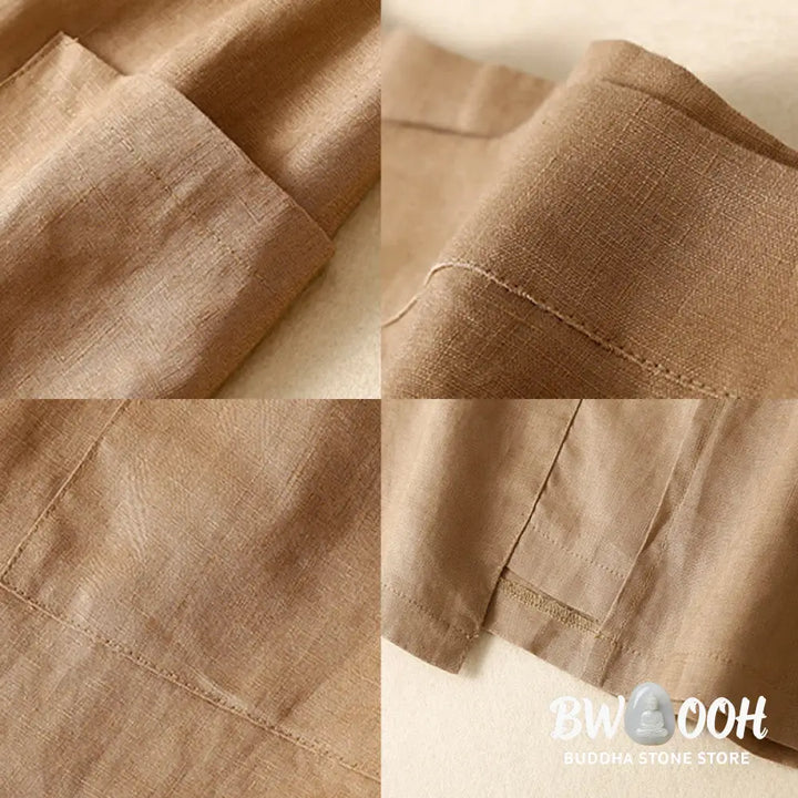 Buddha Stones Vintage Summer Asymmetrical High Waist Women’s Cotton Linen Skirt With Pockets - Skirt