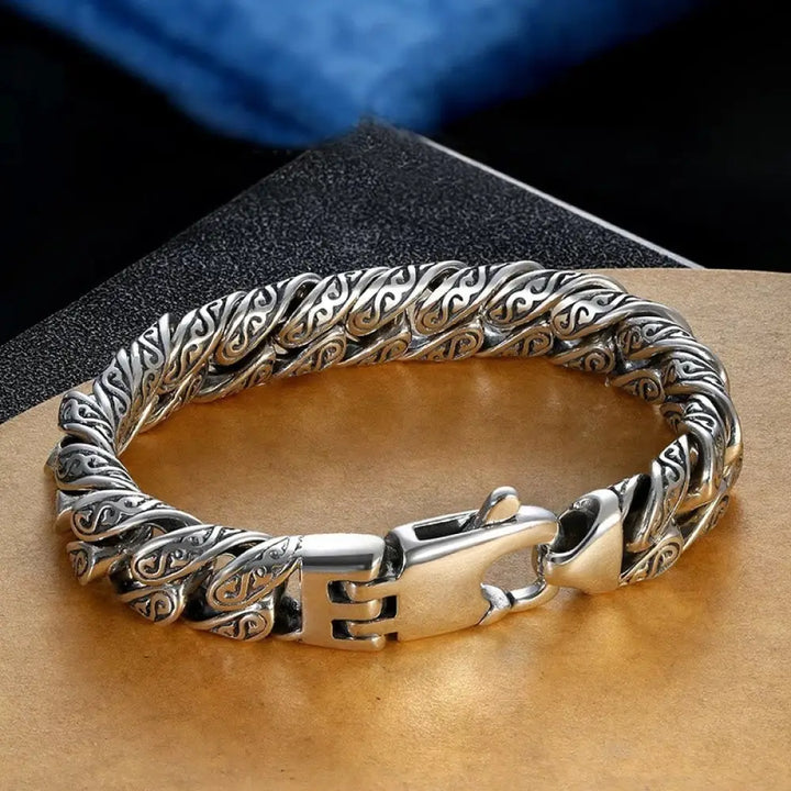 BWOOOH Vintage Tang Dynasty Flower Design Carved Luck Bracelet - BWOOOH - 18cm - Bracelet