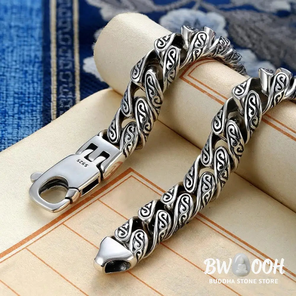 Buddha Stones Vintage Tang Dynasty Flower Design Carved Luck Bracelet - BWOOOH - Bracelet