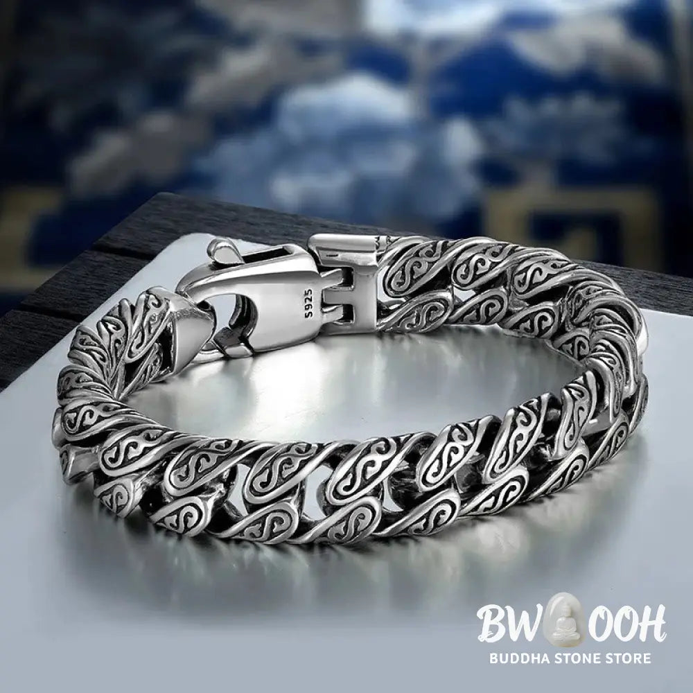 Buddha Stones Vintage Tang Dynasty Flower Design Carved Luck Bracelet - BWOOOH - Bracelet