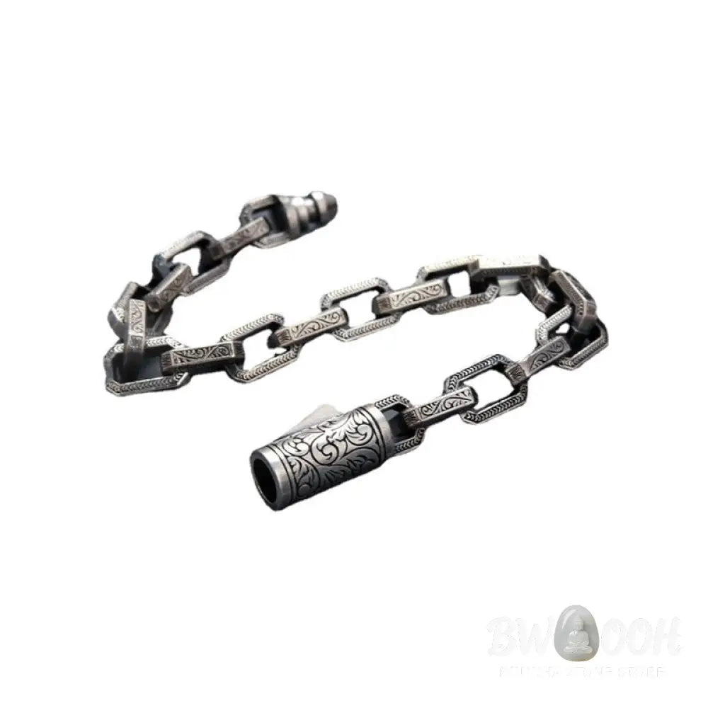 BWOOOH Vintage Tang Dynasty Flower Design Engraved Luck Energy Bracelet | spiritual healing bracelet