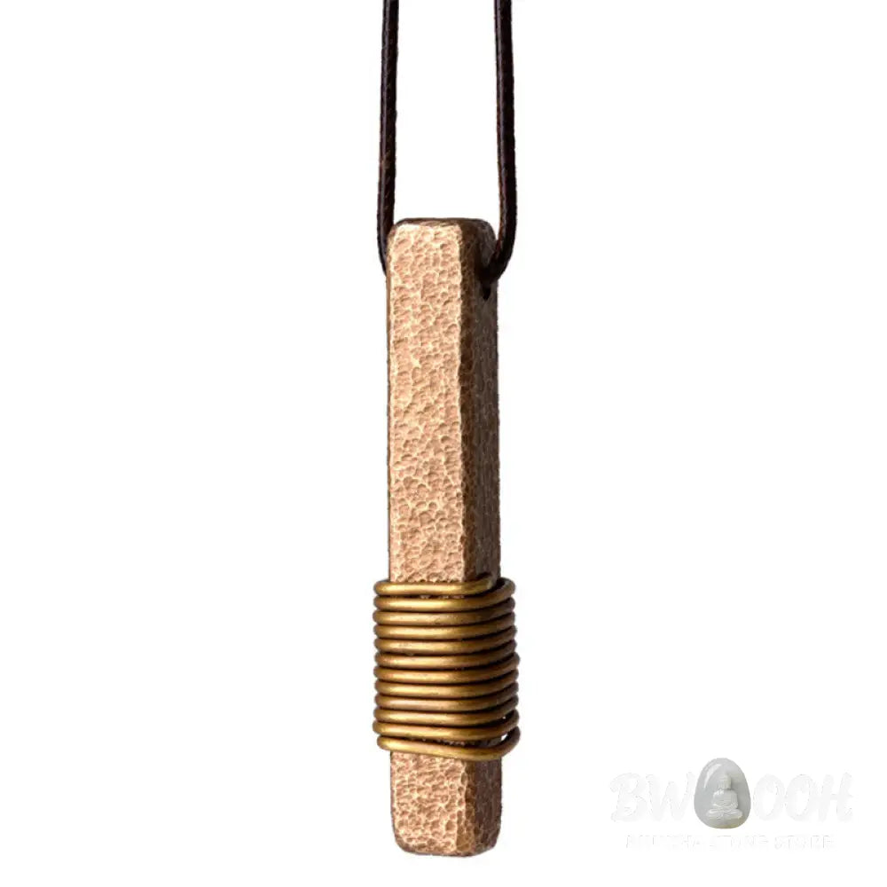 Buddha Stones Vintage Textured Design Brass Copper Wealth Necklace Pendant - BWOOOH - Copper(Wealth♥Luck) - Necklaces &amp;