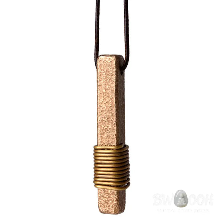 Buddha Stones Vintage Textured Design Brass Copper Wealth Necklace Pendant - BWOOOH - Copper(Wealth♥Luck) - Necklaces &amp;