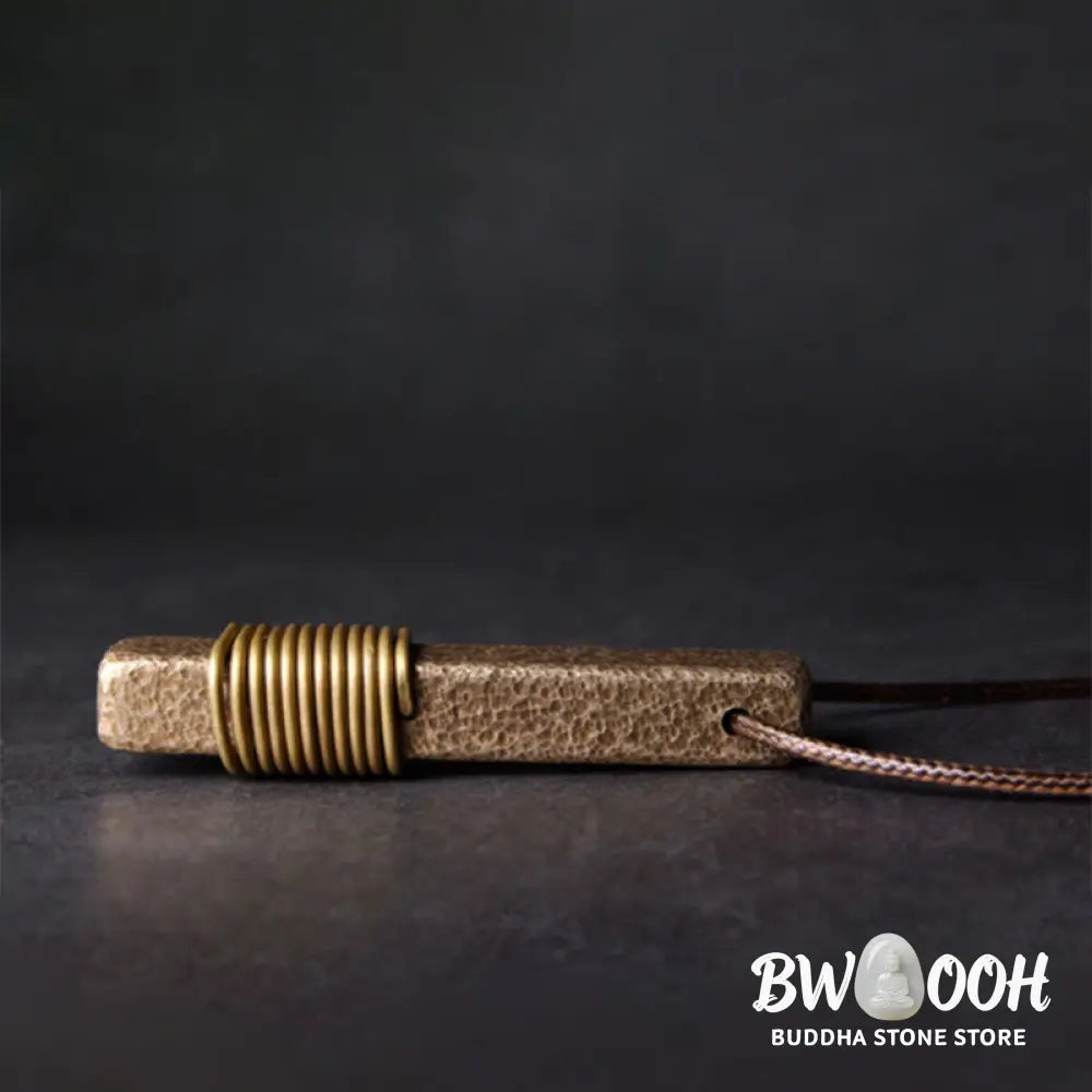 Buddha Stones Vintage Textured Design Brass Copper Wealth Necklace Pendant - BWOOOH - Copper(Wealth♥Luck) - Necklaces &amp;
