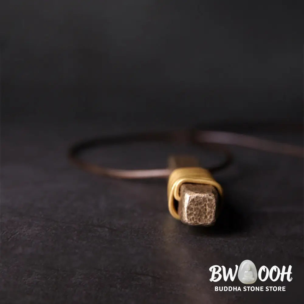Buddha Stones Vintage Textured Design Brass Copper Wealth Necklace Pendant - BWOOOH - Copper(Wealth♥Luck) - Necklaces &amp;