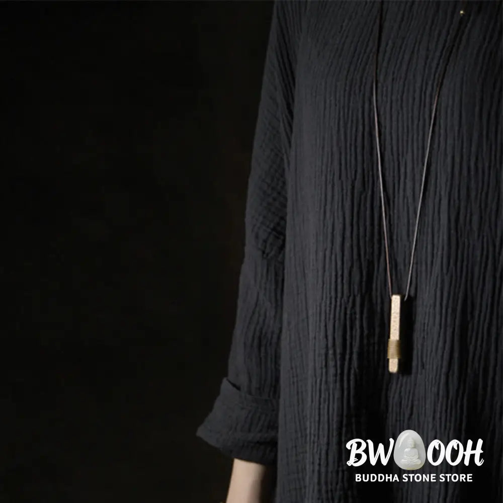 Buddha Stones Vintage Textured Design Brass Copper Wealth Necklace Pendant - BWOOOH - Copper(Wealth♥Luck) - Necklaces &amp;
