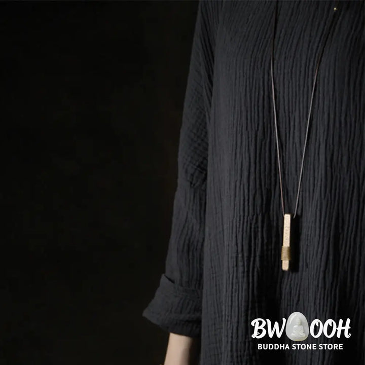 Buddha Stones Vintage Textured Design Brass Copper Wealth Necklace Pendant - BWOOOH - Copper(Wealth♥Luck) - Necklaces &amp;