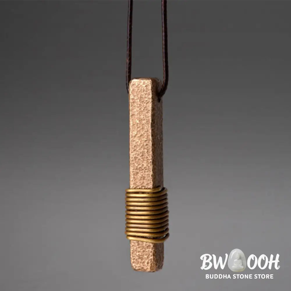 Buddha Stones Vintage Textured Design Brass Copper Wealth Necklace Pendant - BWOOOH - Copper(Wealth♥Luck) - Necklaces &amp;