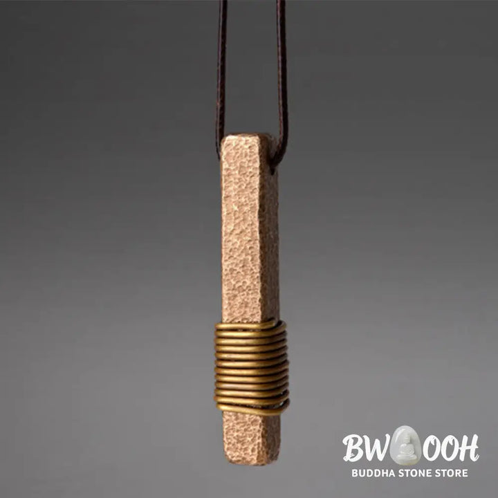 Buddha Stones Vintage Textured Design Brass Copper Wealth Necklace Pendant - BWOOOH - Copper(Wealth♥Luck) - Necklaces &amp;