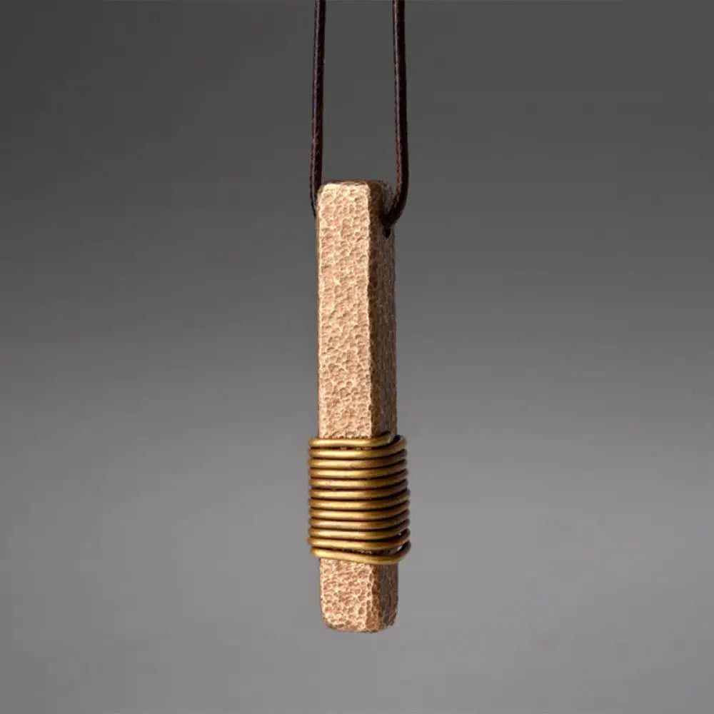 BWOOOH Vintage Textured Design Brass Copper Wealth Necklace Pendant feng shui jewelry spiritual jewelry