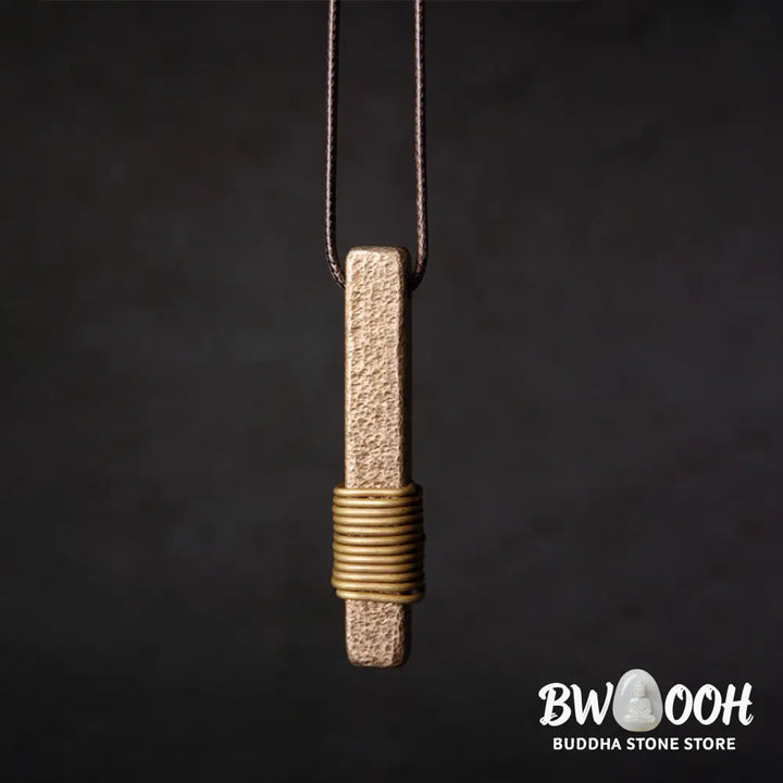 Buddha Stones Vintage Textured Design Brass Copper Wealth Necklace Pendant - BWOOOH - Copper(Wealth♥Luck) - Necklaces &amp;