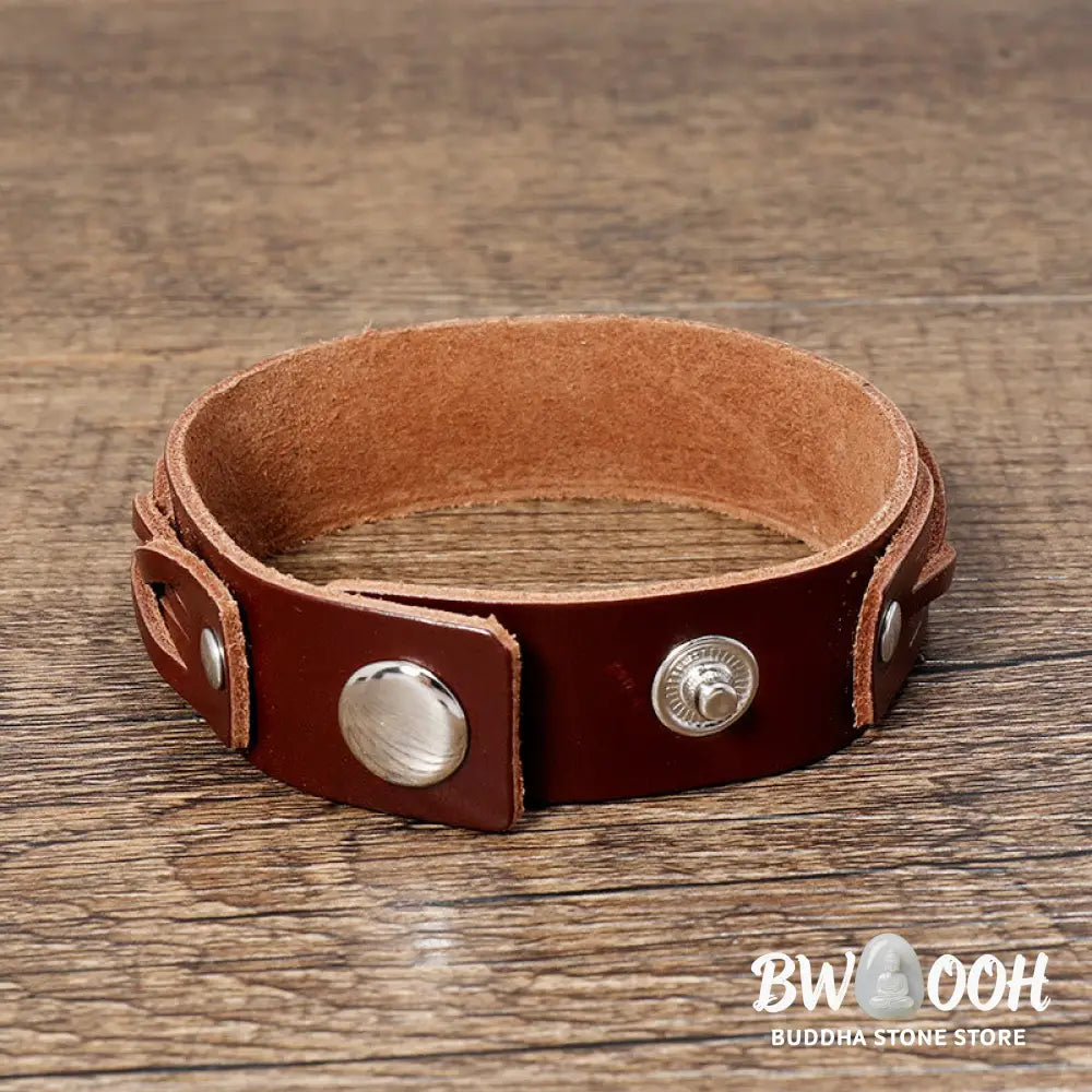 Buddha Stones Vintage Weaving Leather Adjustable Buckle Strengthen Bracelet - Bracelet