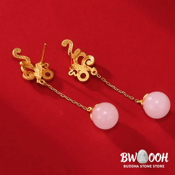 Buddha Stones Vintage White Jade Red Agate Bead Blessing Drop Dangle Earrings - White Jade(Protection♥Happiness)