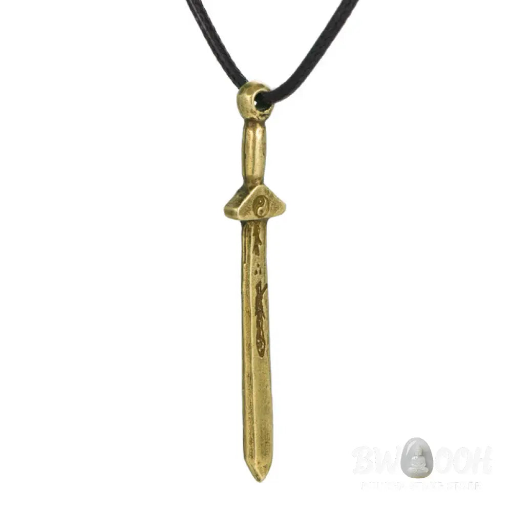 Buddha Stones Vintage Yin Yang Copper Brass Sword Balance Necklace Pendant - BWOOOH - Copper Sword - Necklaces &amp;