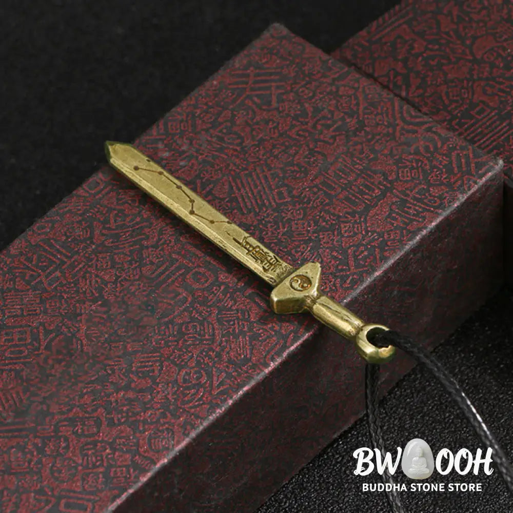 Buddha Stones Vintage Yin Yang Copper Brass Sword Balance Necklace Pendant - BWOOOH - Copper Sword - Necklaces &amp;