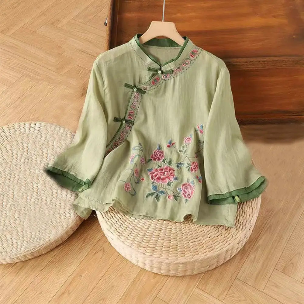 BWOOOH Vintage Zen Embroidery Plant Floral Pattern Chines