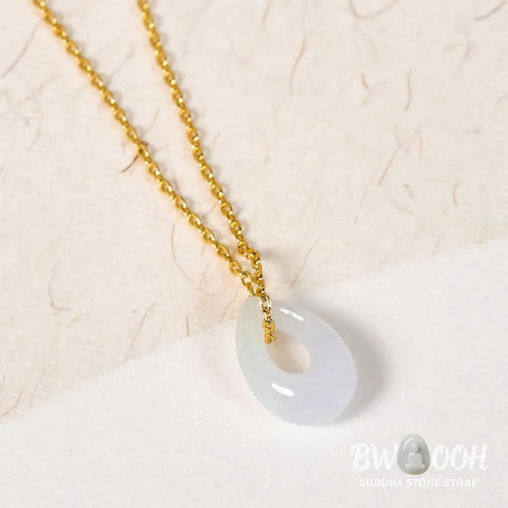Buddha Stones Water Droplet White Jade Luck Necklace Pendant - Necklaces &amp; Pendants
