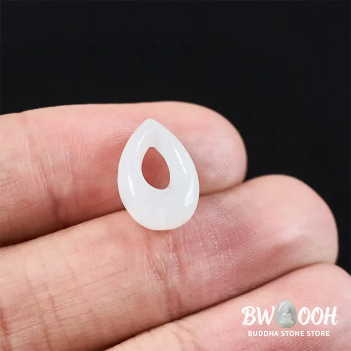 Buddha Stones Water Droplet White Jade Luck Necklace Pendant - Necklaces &amp; Pendants