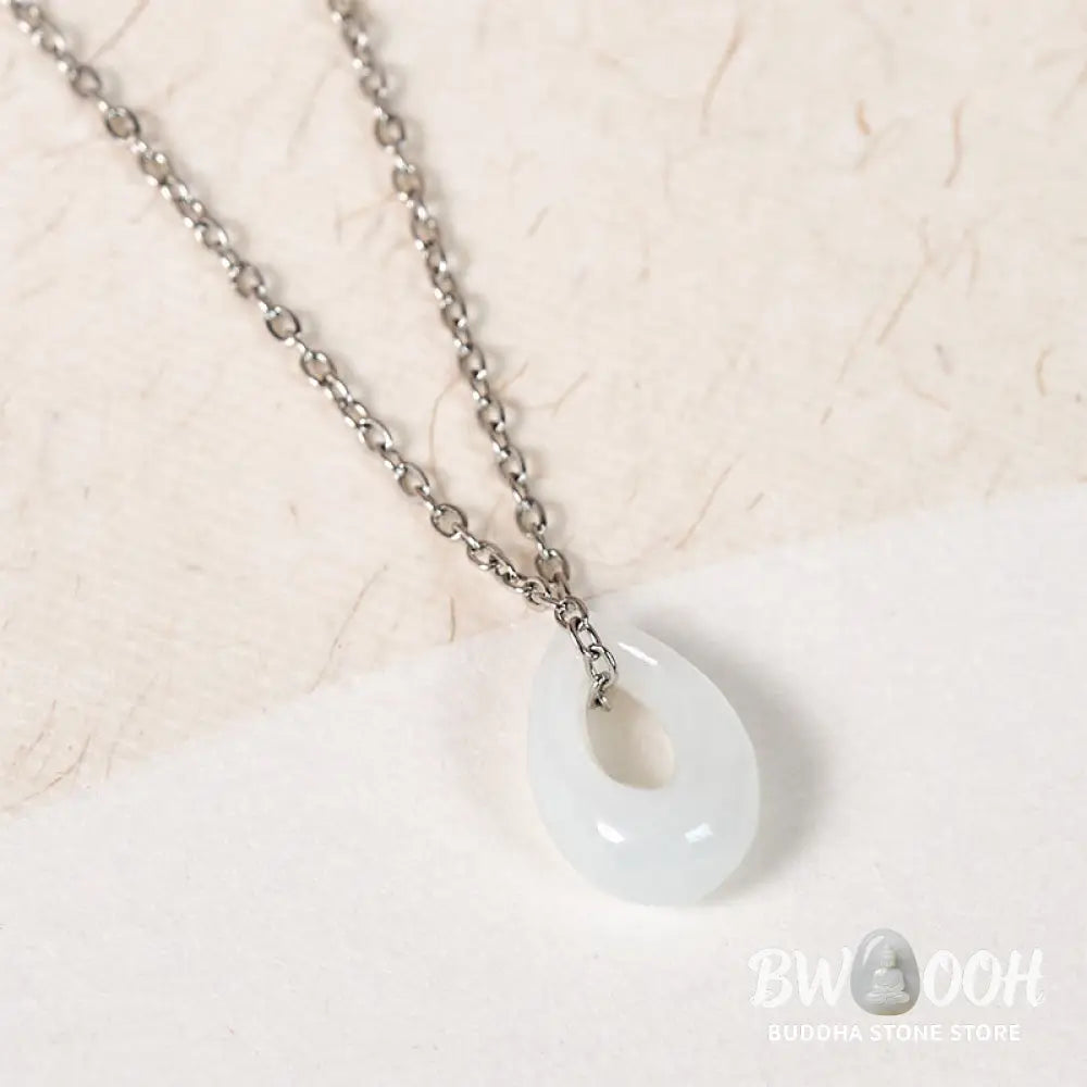 Buddha Stones Water Droplet White Jade Luck Necklace Pendant - Necklaces &amp; Pendants