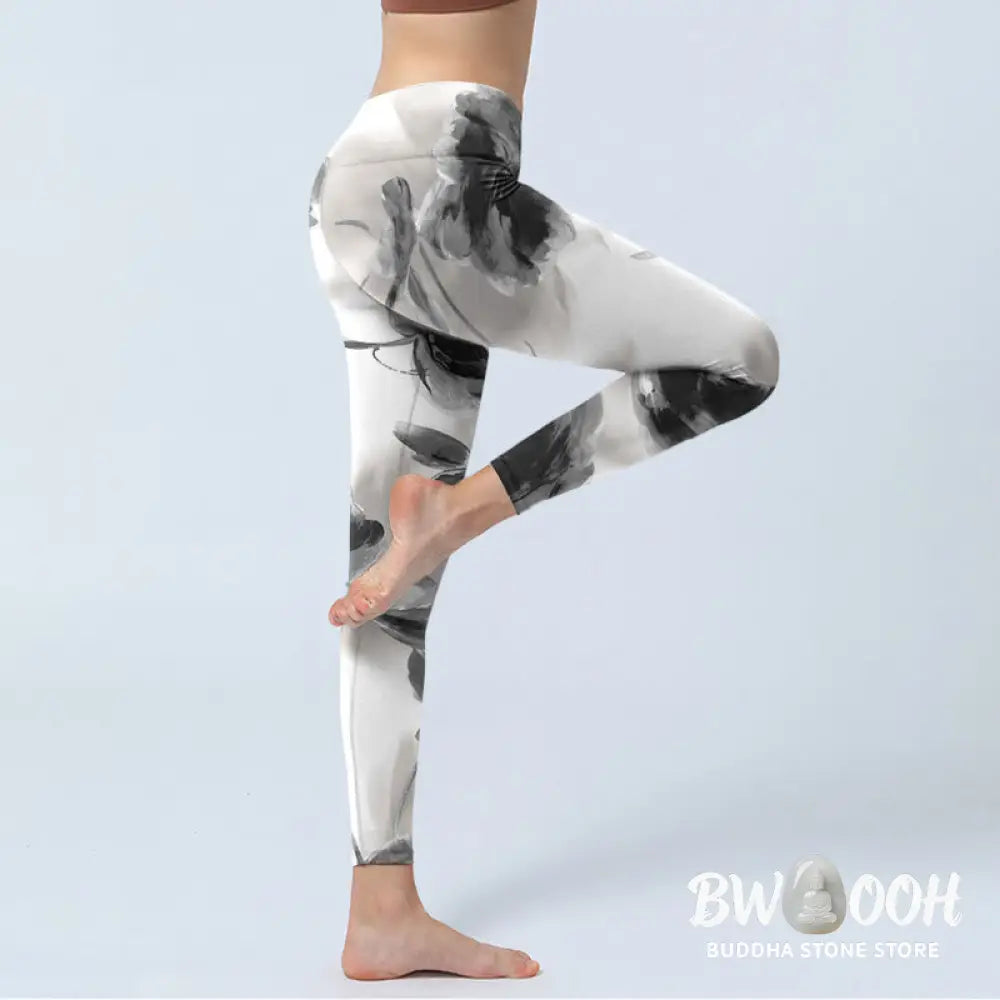 BWOOOH printed yoga leggings - Watercolor Rose Pattern Print Gym Leggin