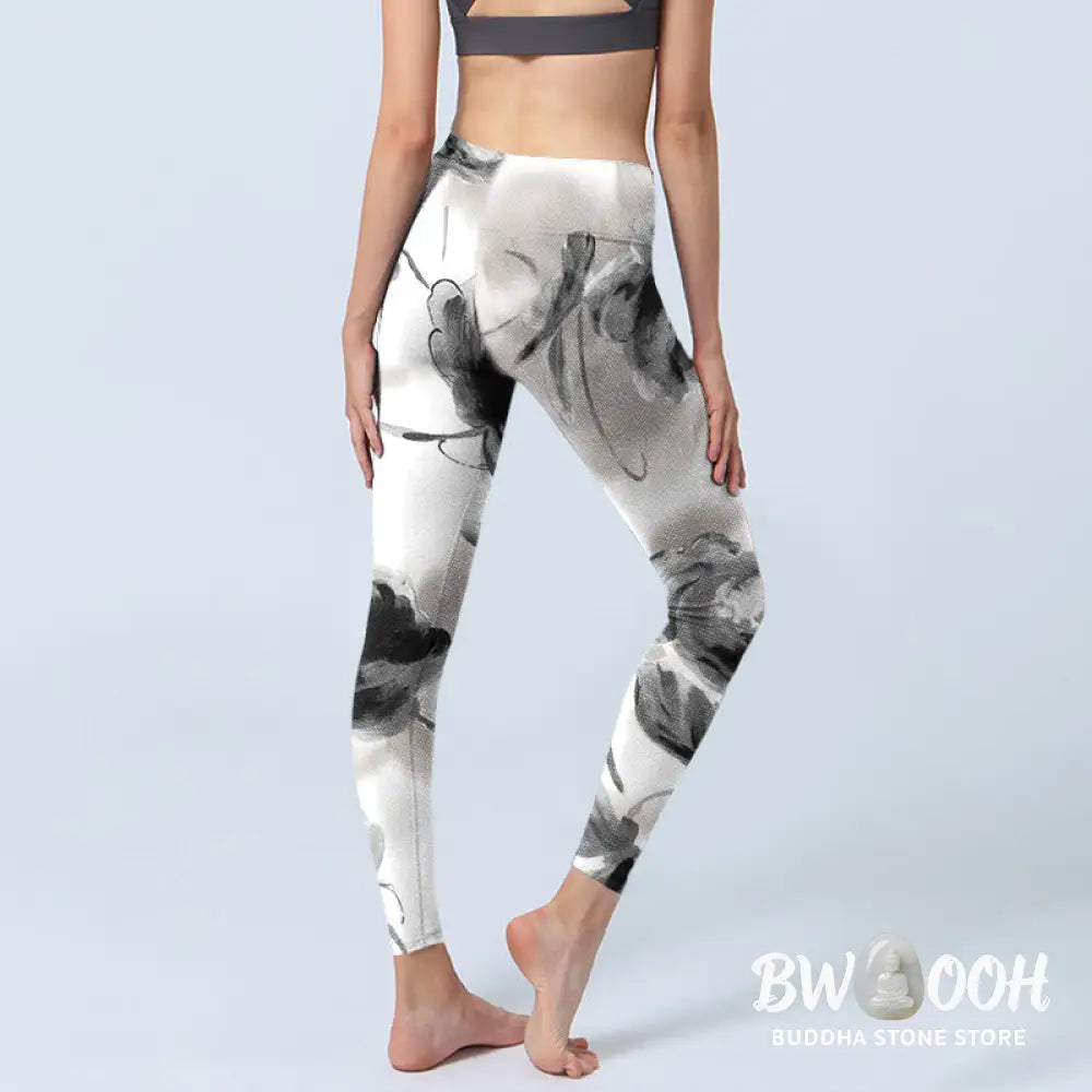 BWOOOH printed yoga leggings - Watercolor Rose Pattern Print Gym Leggin