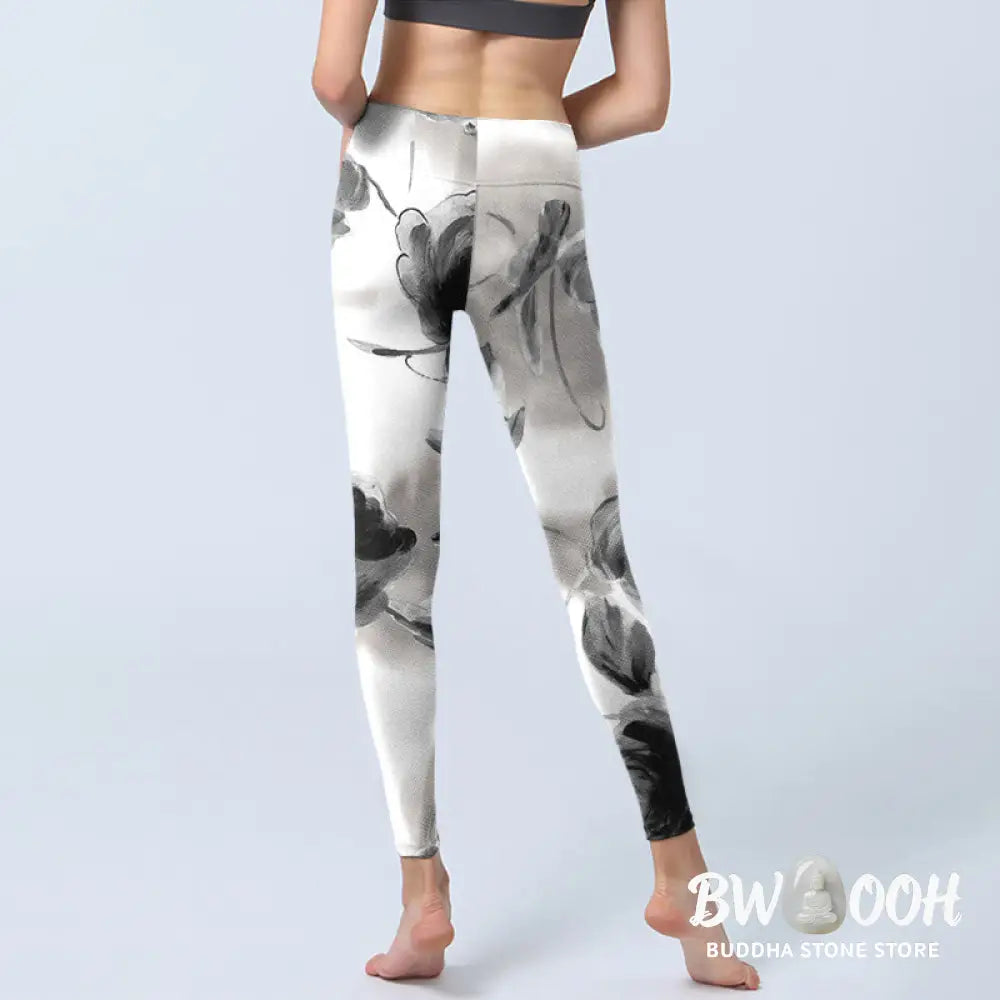 BWOOOH printed yoga leggings - Watercolor Rose Pattern Print Gym Leggin