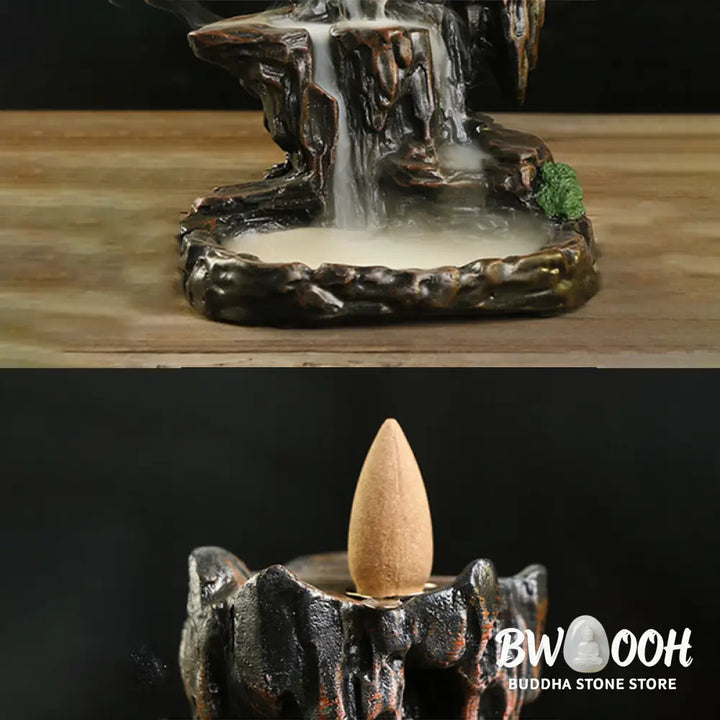 BWOOOH Waterfall Backflow Incense Burner Mountain Tower Incense Holders - Resin - Incense Burner