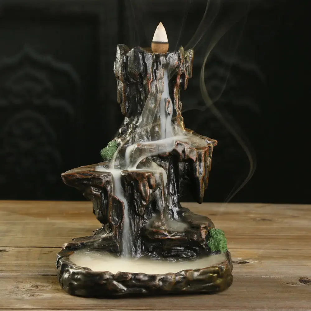 BWOOOH Waterfall Backflow Incense Burner Mountain Tower Incense Holders - Resin - Incense Burner