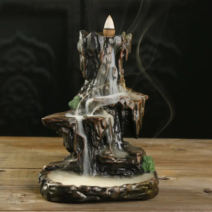 BWOOOH Waterfall Backflow Incense Burner Mountain Tower Incense Holders - Resin - Incense Burner