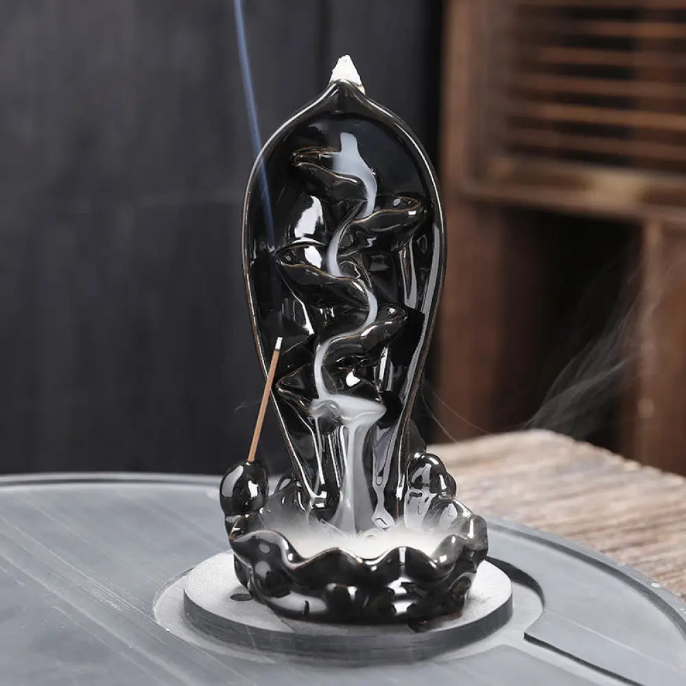 BWOOOH Waterfall Incense Burner Backflow Incense Holder | natural stone spiritual bracelet for healing and mindful living