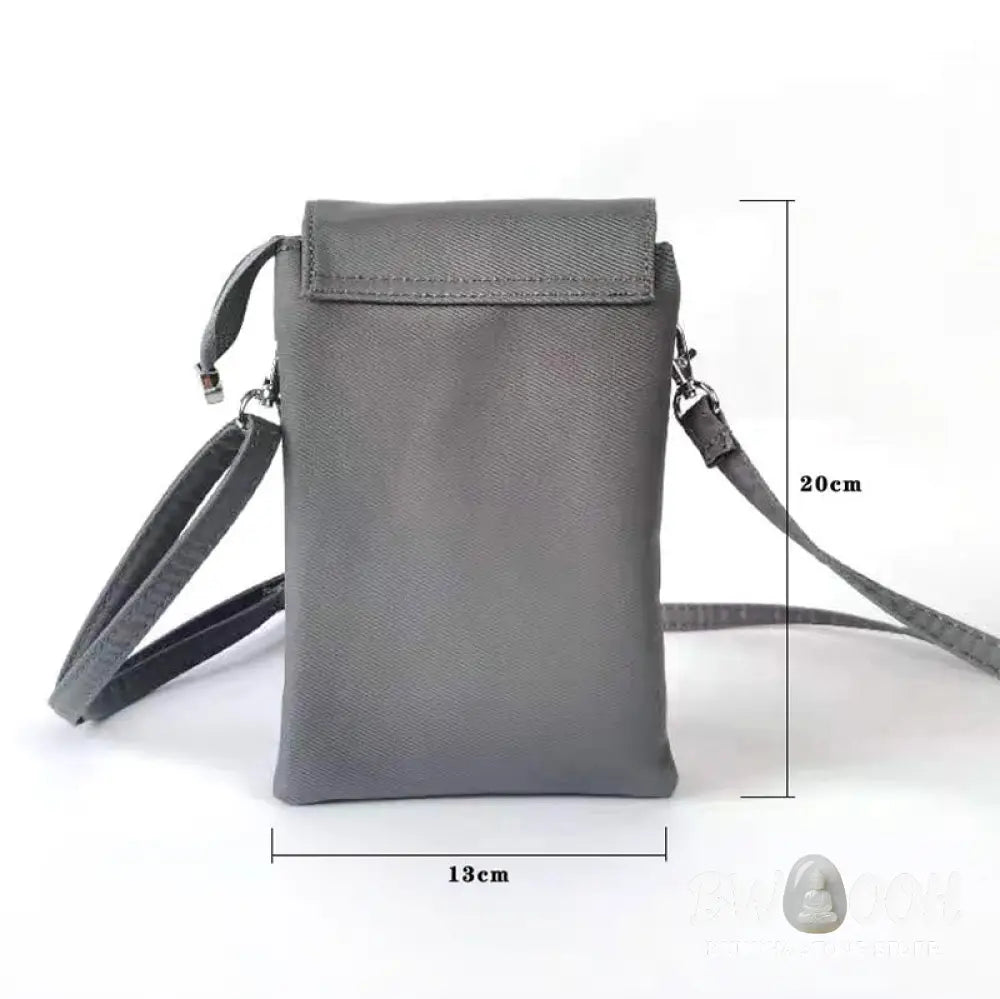 Buddha Stones Waterproof Handmade Embroidered Lotus Flowers Crossbody Bag Shoulder Bag Cellphone Bag - Bag