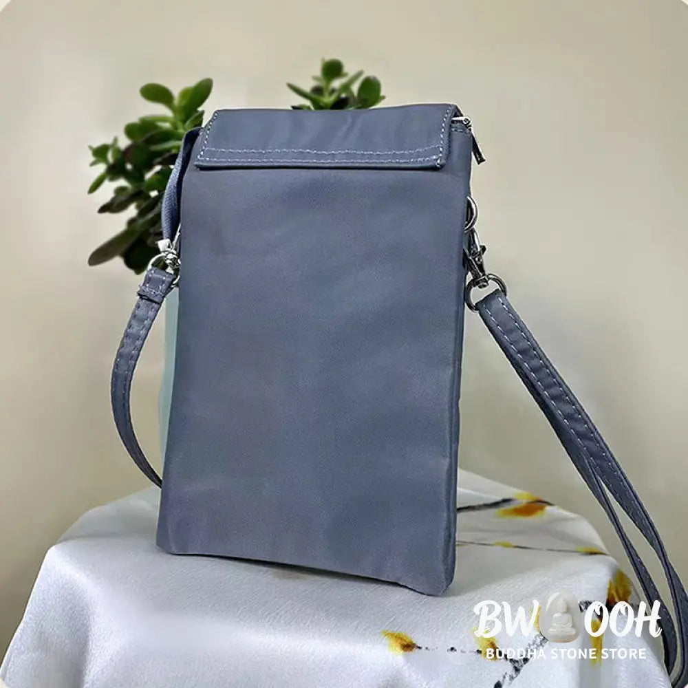 Buddha Stones Waterproof Handmade Embroidered Lotus Flowers Crossbody Bag Shoulder Bag Cellphone Bag - Bag