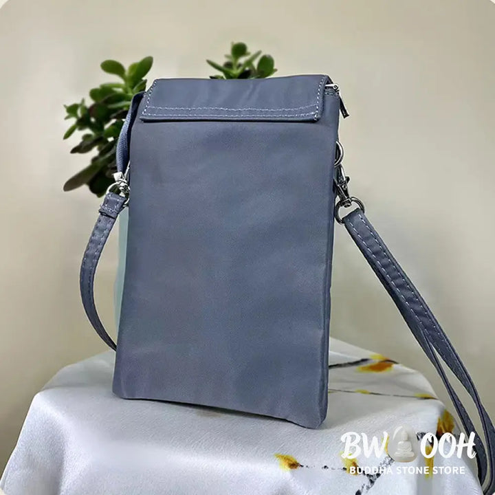 Buddha Stones Waterproof Handmade Embroidered Lotus Flowers Crossbody Bag Shoulder Bag Cellphone Bag - Bag
