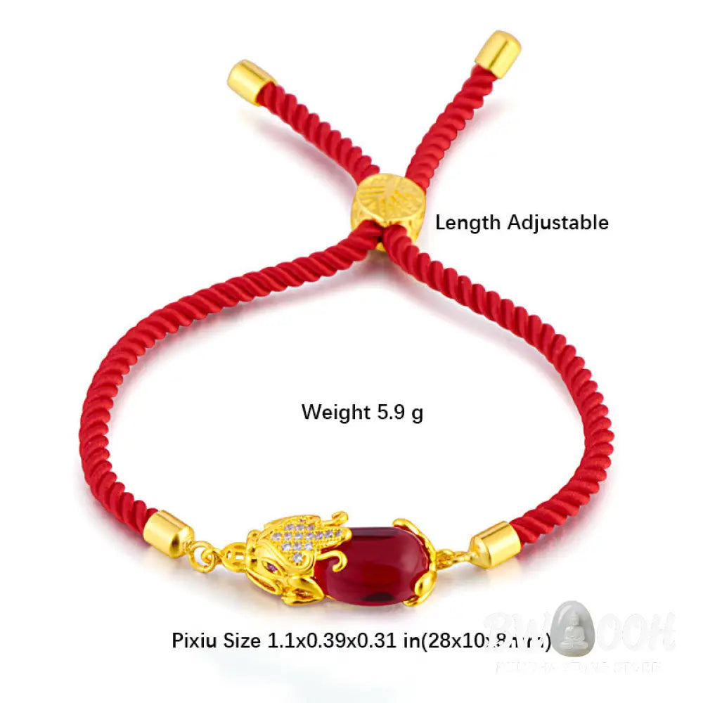 Buddha Stones Wealth Attractor Red Agate Pixiu Red String Bracelet - BWOOOH - Red Agate (Wrist Circumference 14-19cm)