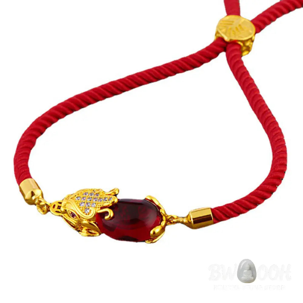 Buddha Stones Wealth Attractor Red Agate Pixiu Red String Bracelet - BWOOOH - Red Agate (Wrist Circumference 14-19cm)