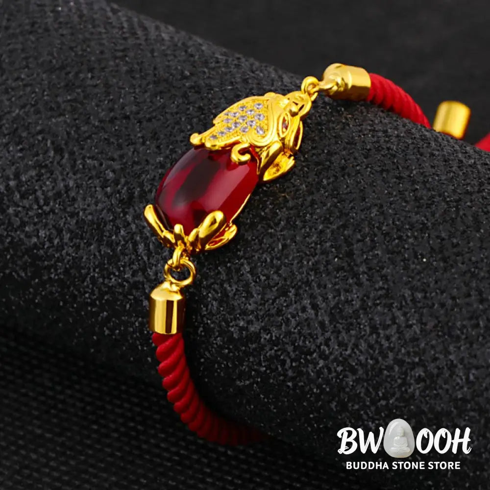 Buddha Stones Wealth Attractor Red Agate Pixiu Red String Bracelet - BWOOOH - Red Agate (Wrist Circumference 14-19cm)