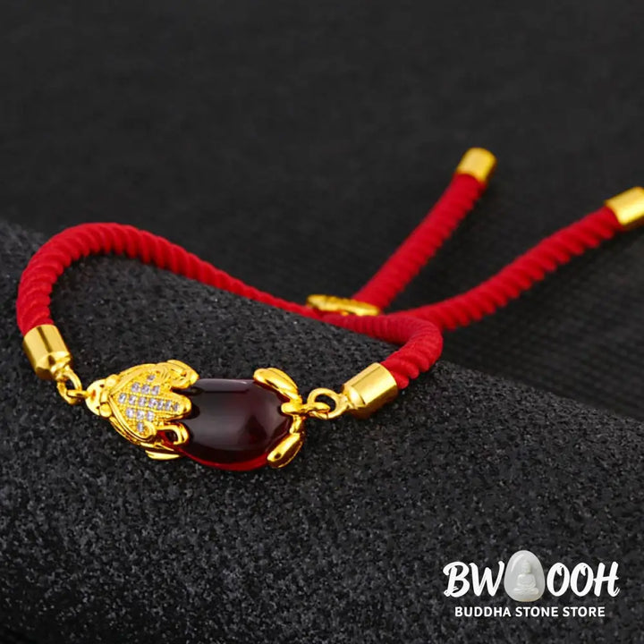 Buddha Stones Wealth Attractor Red Agate Pixiu Red String Bracelet - BWOOOH - Red Agate (Wrist Circumference 14-19cm)