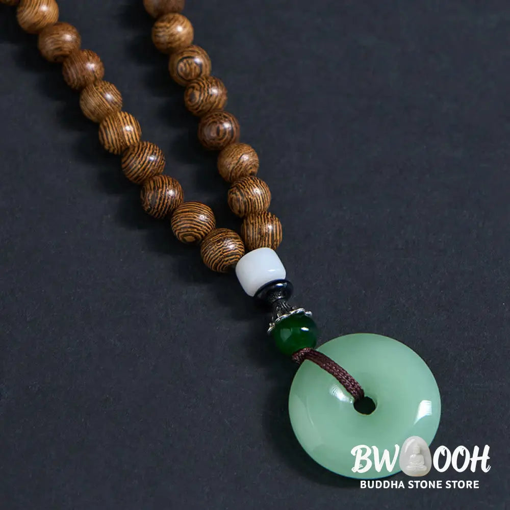 Buddha Stones Wenge Wood Peace Buckle Balance Tranquility Pendant Necklace - BWOOOH - Wenge Wood &amp; Peace Buckle