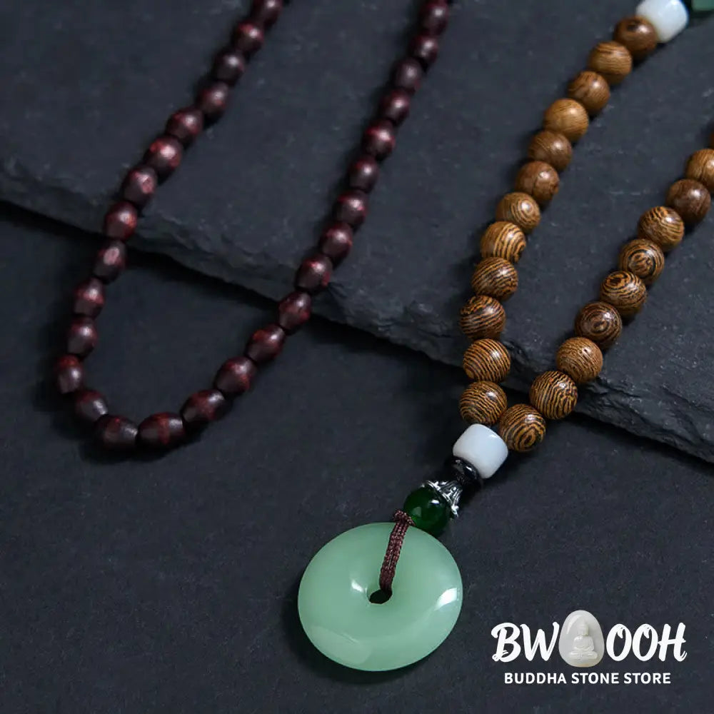 Buddha Stones Wenge Wood Peace Buckle Balance Tranquility Pendant Necklace - BWOOOH - Wenge Wood &amp; Peace Buckle