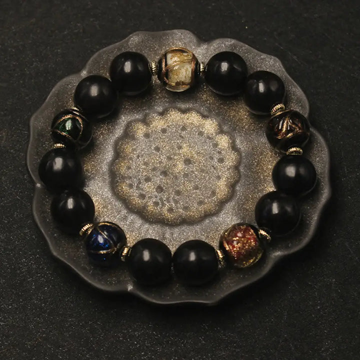 BWOOOH Western Soapberry Incense Ash Liuli Glass Bead Wealth Bracelet - BWOOOH - Western Soapberry&amp;Liuli Glass