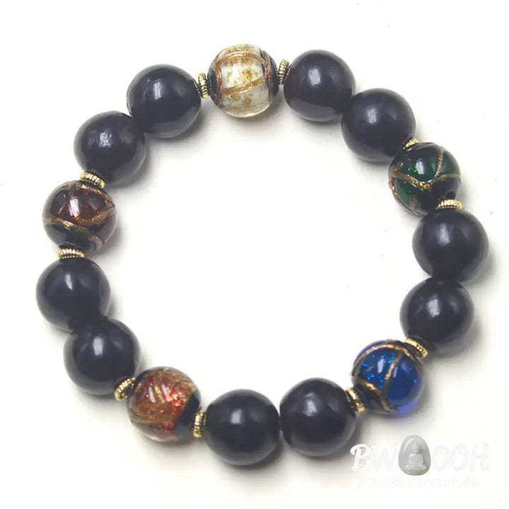 Buddha Stones Western Soapberry Incense Ash Liuli Glass Bead Wealth Bracelet - BWOOOH - Western Soapberry&amp;Liuli Glass