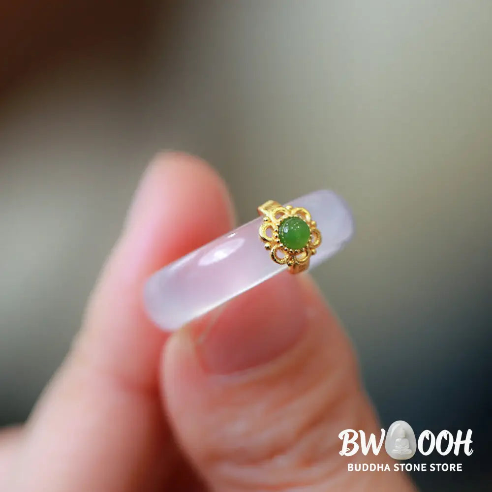 Buddha Stones White Agate Cyan Jade Turquoise Red Agate Luck Protection Ring - BWOOOH - Rings