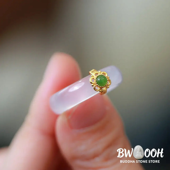 Buddha Stones White Agate Cyan Jade Turquoise Red Agate Luck Protection Ring - BWOOOH - Rings