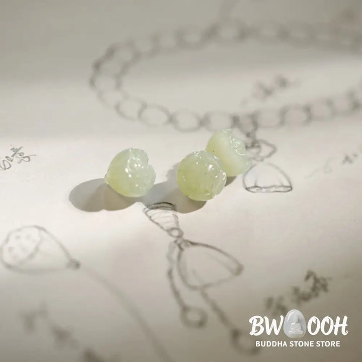 BWOOOH White Agate Jade Lotus Protection Bracelet | natural stone spiritual bracelet for healing and mindful living