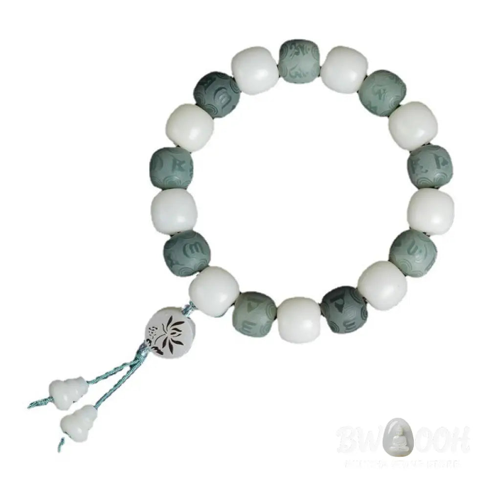 Buddha Stones White Bodhi Six True Words Protection Bracelet - BWOOOH - 10*11mm - Bracelet